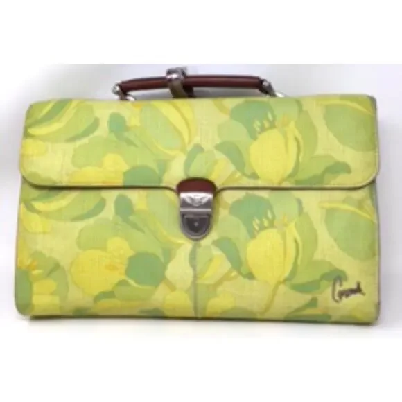 Consuela Live In Color Chartreuse Vintage Satchel Handbag Briefcase Style Bag - Picture 1 of 5